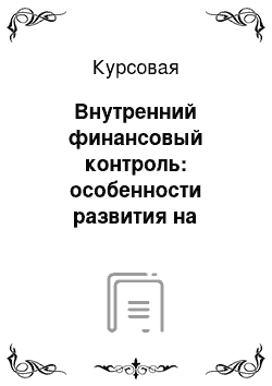 Курсовая: Внутренний финансовый контроль: особенности развития на современном этапе