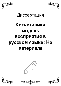 Диссертация: Когнитивная модель восприятия в русском языке: На материале фразеологизмов с компонентами «глаз», «ухо», «нос»