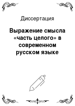 Диссертация: Выражение смысла «часть целого» в современном русском языке