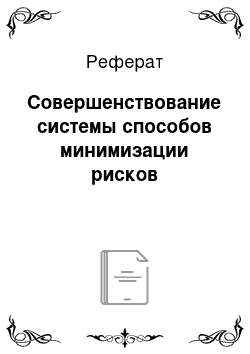 Реферат: Совершенствование системы способов минимизации рисков