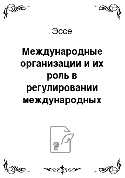 Эссе: Международные организации и их роль в регулировании международных отношений