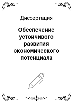 Диссертация: Обеспечение устойчивого развития экономического потенциала сахарных заводов: На примере Воронежской области