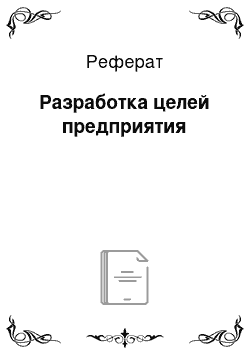 Реферат: Разработка целей предприятия