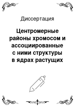 Диссертация: Центромерные районы хромосом и ассоциированные с ними структуры в ядрах растущих ооцитов птиц