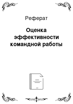 Реферат: Оценка эффективности командной работы