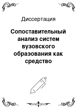 Диссертация: Сопоставительный анализ систем вузовского образования как средство проектирования его развития: Организационно-педагогический аспект