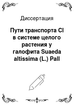Диссертация: Пути транспорта Cl в системе целого растения у галофита Suaeda altissima (L.) Pall