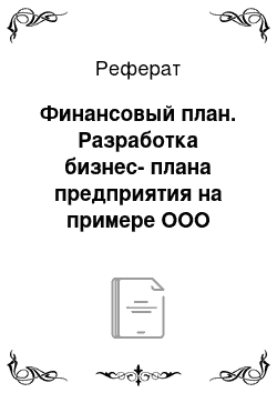 Реферат: Финансовый план. Разработка бизнес-плана предприятия на примере ООО "Рубин-плюс" г. Тамбов