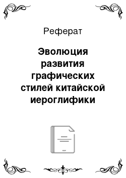 Реферат: Эволюция развития графических стилей китайской иероглифики