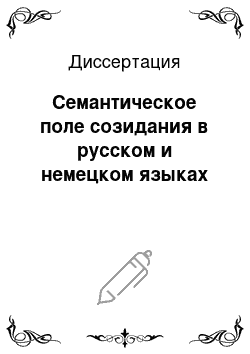 Диссертация: Семантическое поле созидания в русском и немецком языках