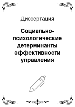 Диссертация: Социально-психологические детерминанты эффективности управления кризисной организацией