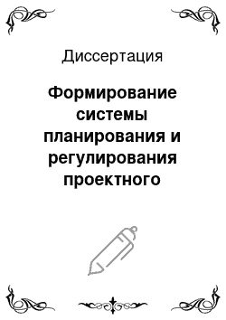 Диссертация: Формирование системы планирования и регулирования проектного инвестирования в регионе