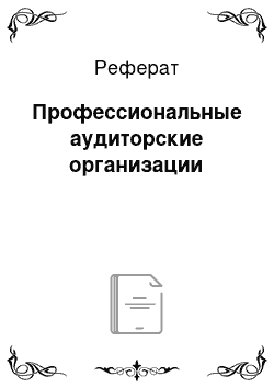 Реферат: Профессиональные аудиторские организации