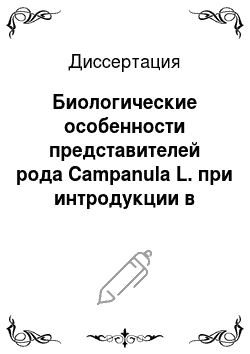 Диссертация: Биологические особенности представителей рода Campanula L. при интродукции в Башкирском Предуралье