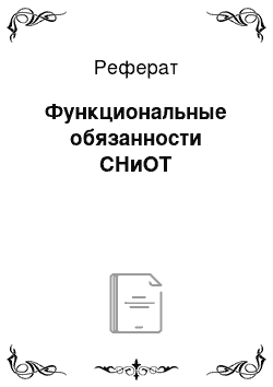 Реферат: Функциональные обязанности СНиОТ