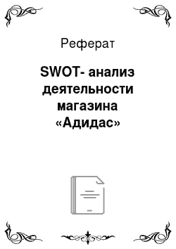 Реферат: SWOT-анализ деятельности магазина «Адидас»
