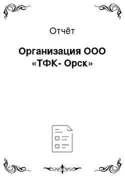 Отчёт: Организация ООО «ТФК-Орск»