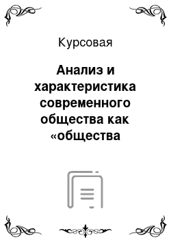 Курсовая: Анализ и характеристика современного общества как «общества потребления»