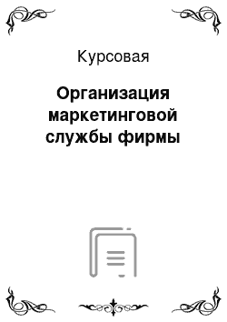 Курсовая: Организация маркетинговой службы фирмы