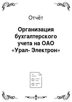 Отчёт: Организация бухгалтерского учета на ОАО «Урал-Электрон»