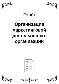 Отчёт: Организация маркетинговой деятельности в организации