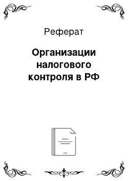 Реферат: Организации налогового контроля в РФ