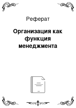 Реферат: Организация как функция менеджмента