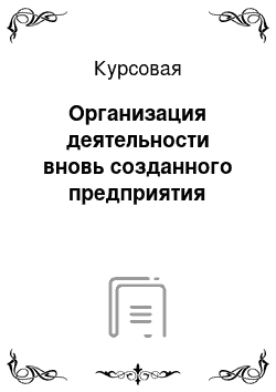 Курсовая: Организация деятельности вновь созданного предприятия