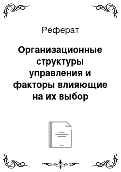 Реферат: Организационные структуры управления и факторы влияющие на их выбор