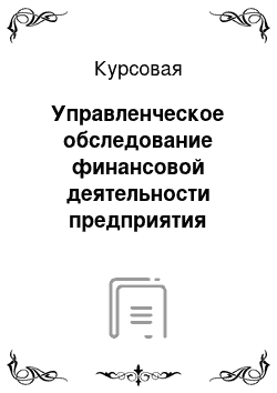 Курсовая: Управленческое обследование финансовой деятельности предприятия