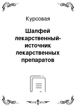 Курсовая: Шалфей лекарственный-источник лекарственных препаратов