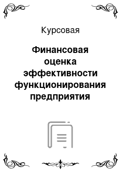 Курсовая: Финансовая оценка эффективности функционирования предприятия