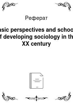 Реферат: Basic perspectives and schools of developing sociology in the XX century