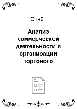 Отчёт: Анализ коммерческой деятельности и организации торгового процесса на предприятии ООО «Мегастрой и К»