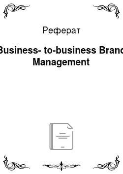 Реферат: Business-to-business Brand Management