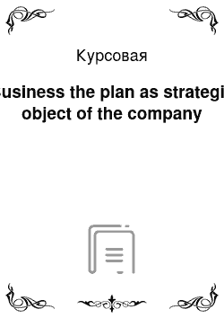 Курсовая: Business the plan as strategic object of the company