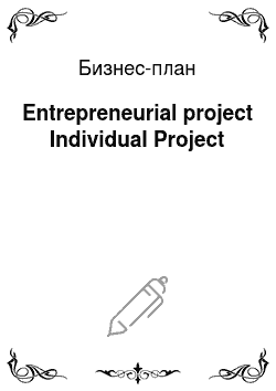 Бизнес-план: Entrepreneurial project Individual Project