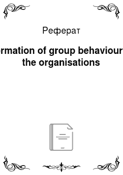 Реферат: Formation of group behaviour in the organisations