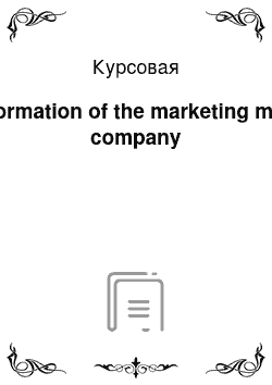 Курсовая: Formation of the marketing mix company