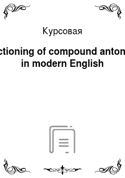 Курсовая: Functioning of compound antonyms in modern English