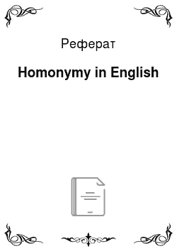 Реферат: Homonymy in English