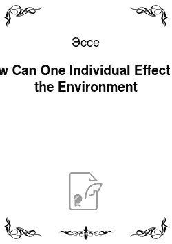 Эссе: How Can One Individual Effect on the Environment