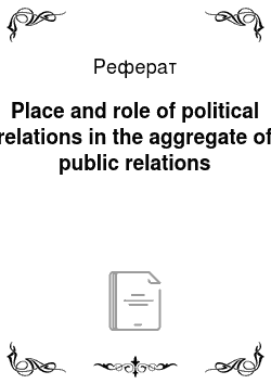 Реферат: Place and role of political relations in the aggregate of public relations