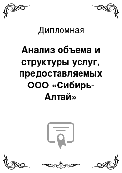 Дипломная: Анализ объема и структуры услуг, предоставляемых ООО «Сибирь-Алтай»