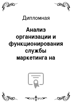 Дипломная: Анализ организации и функционирования службы маркетинга на предприятии ООО «Химпром»