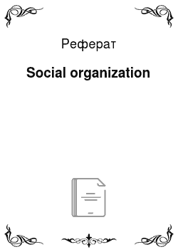 Реферат: Social organization