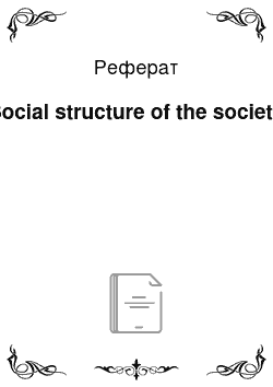 Реферат: Social structure of the society