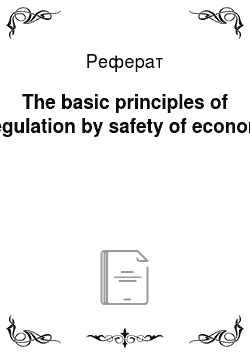 Реферат: The basic principles of regulation by safety of econom