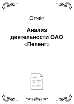 Отчёт: Анализ деятельности ОАО «Пеленг»