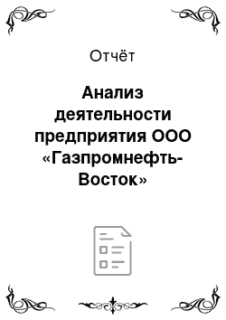 Отчёт: Анализ деятельности предприятия ООО «Газпромнефть-Восток»